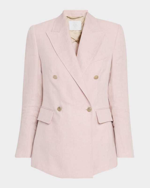 Double-Breasted Linen Blazer
